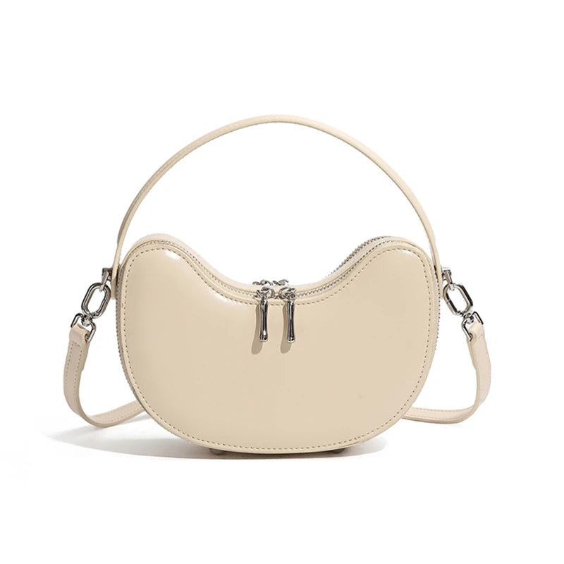 Tas Dames - Halfmaan Crossbody met Dubbele Rits en Ring | Klassiek
