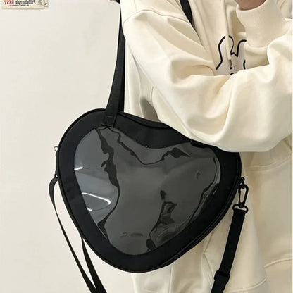 Tas Dames - Transparante Hartvormige Schoudertas met Riem | Casual