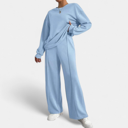 Saar - Dames Loungewear Set Comfortabel met Oversized Trui en Wijde Broek