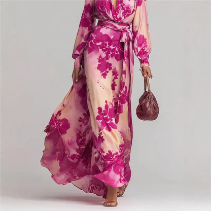 Saar - Elegante Bruiloft Gast Jurk Dames met Diepe V-hals en Strikceintuur