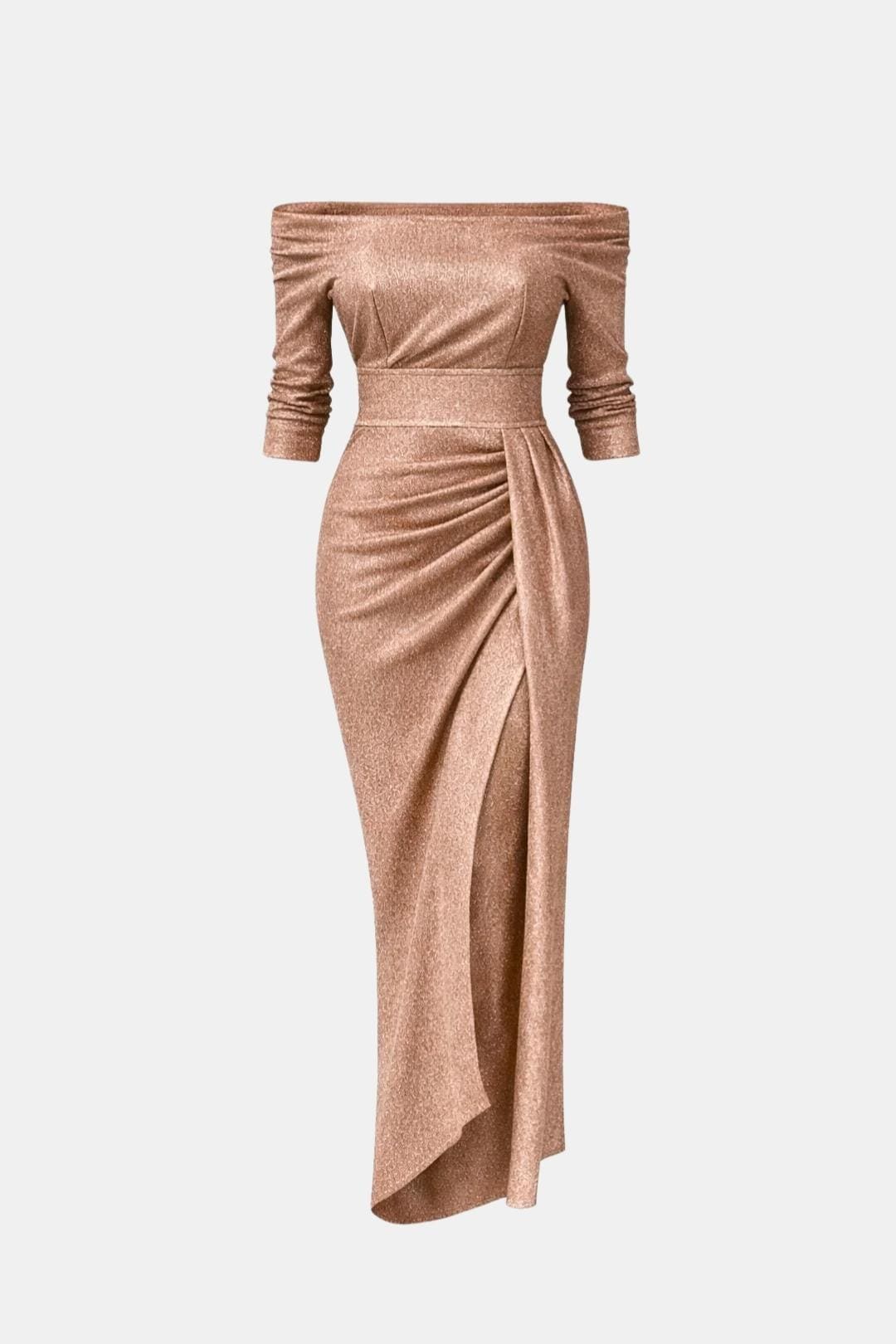 Saar - Elegante Galajurk Dames met Off-Shoulder en Gedrapeerde Split
