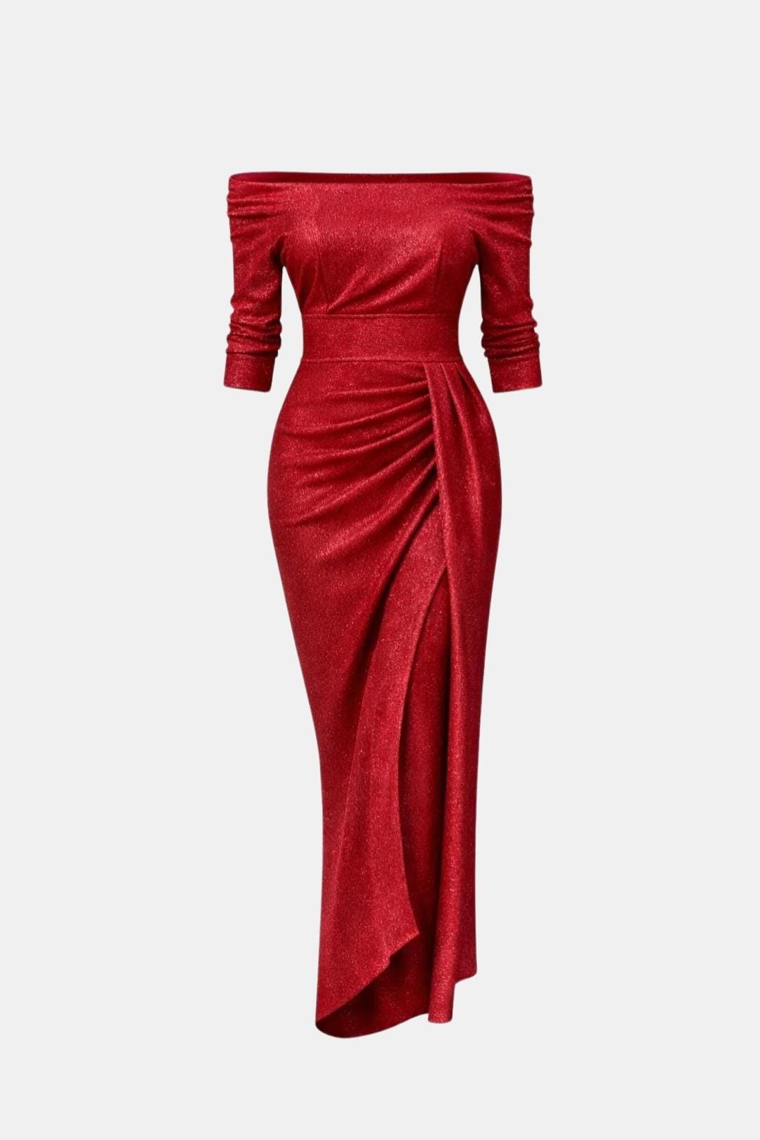 Saar - Elegante Galajurk Dames met Off-Shoulder en Gedrapeerde Split