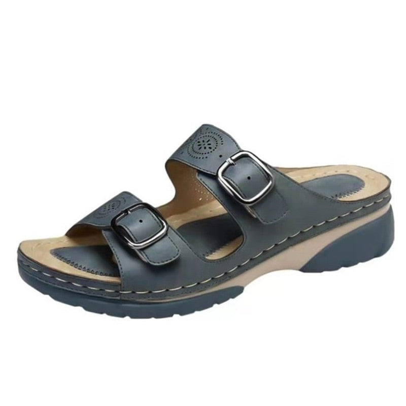 Saar - Orthopedische Sandalen Dames met Dubbele Gespsluiting en Brede Zool