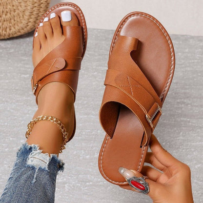 Saar - Stijlvolle Orthopedische Sandalen Dames met Teenring en Gespsluiting