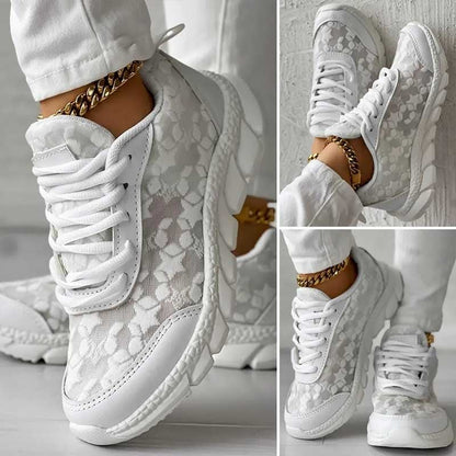 Saar - Stijlvolle Orthopedische Sneakers Dames met Lichte Zool en Vetersluiting