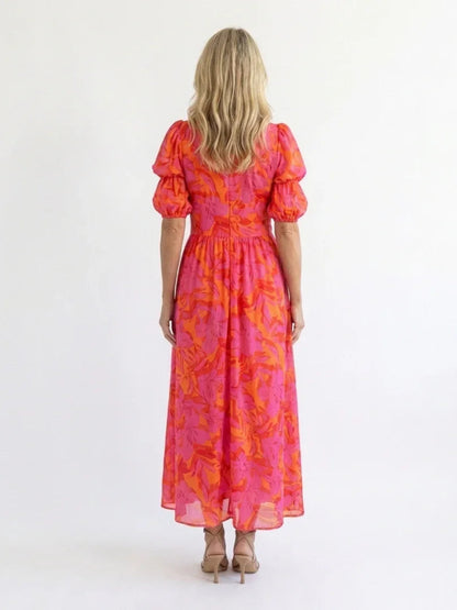 Saar - Vintage Zomerjurk Dames met V-hals en Pofmouwen