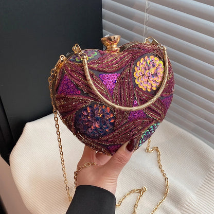 Handtas Dames - Hartvormige Avondtas met Pailletten | Glamour