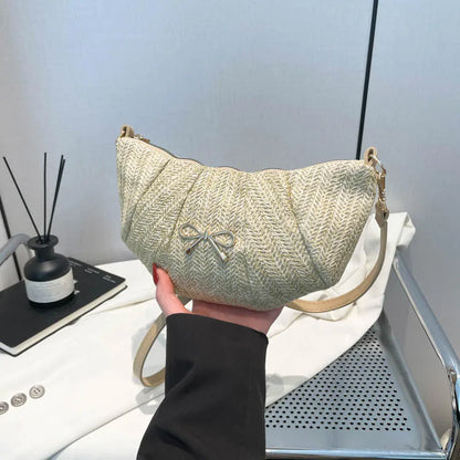 Tas Dames - Gevlochten Schoudertasje met Strikdetail | Casual