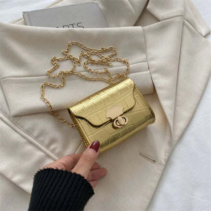 Mini Tas Dames - Crossbody met Krokodilprint en Ketting | Chique