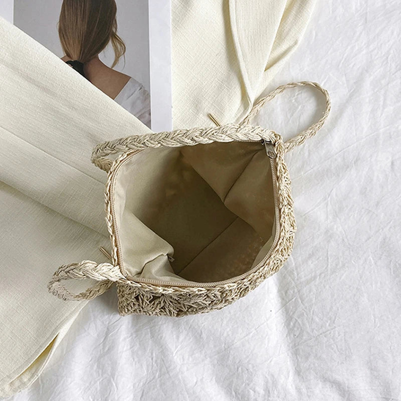 Schoudertas Dames - Gevlochten Zomertas met Open Weef | Shopper