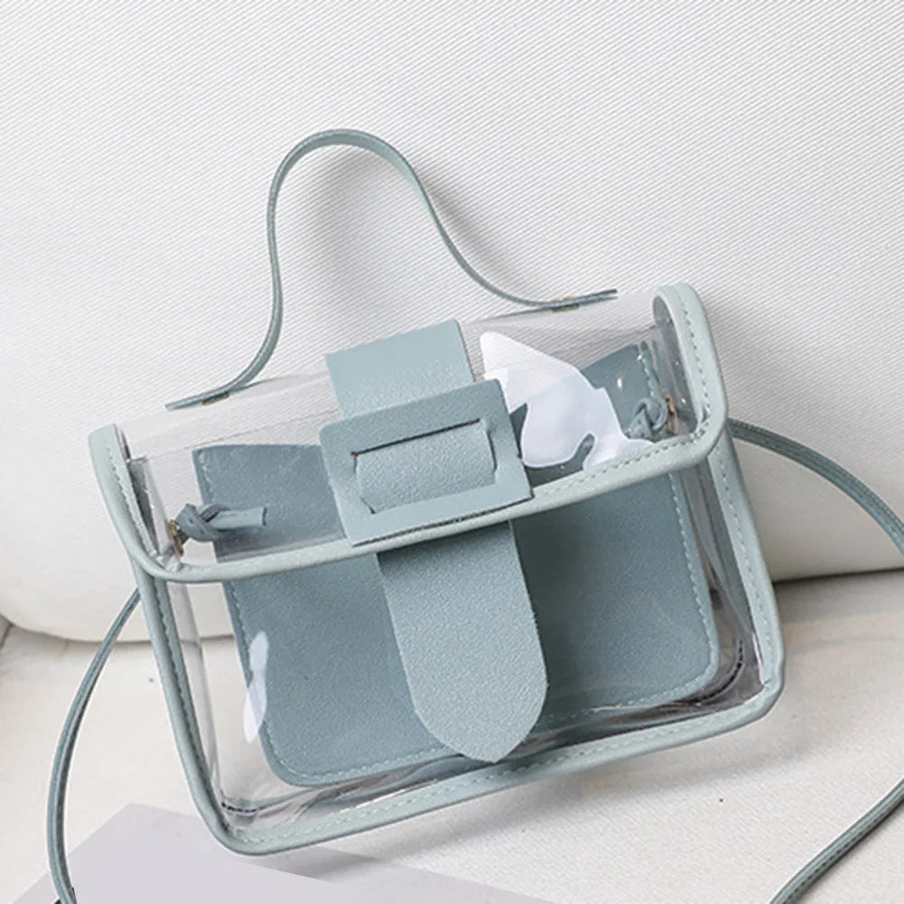Tas Dames - Transparante Mini Handtas met Klep en Gesp | Trendy