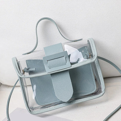 Tas Dames - Transparante Mini Handtas met Klep en Gesp | Trendy