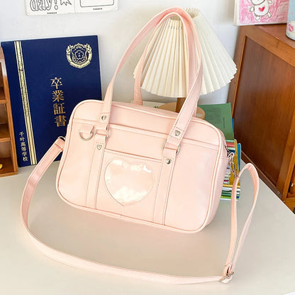 Tas Dames - Rechthoekige Schoudertas met Hart Detail | Kawaii