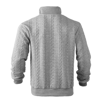 Sander - Heren Trui Casual Smart met Halve Rits Opstaande Kraag en Kabelmotief