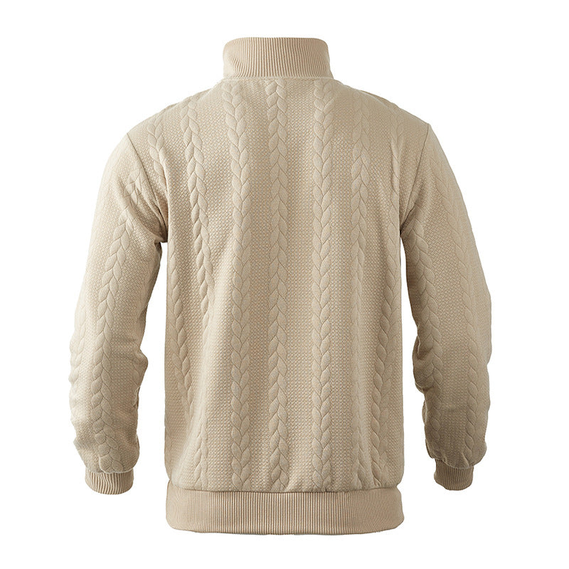 Sander - Heren Trui Casual Smart met Halve Rits Opstaande Kraag en Kabelmotief