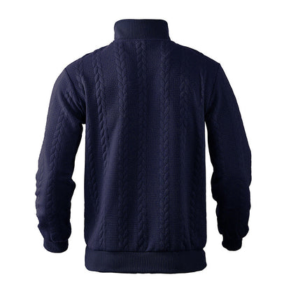 Sander - Heren Trui Casual Smart met Halve Rits Opstaande Kraag en Kabelmotief