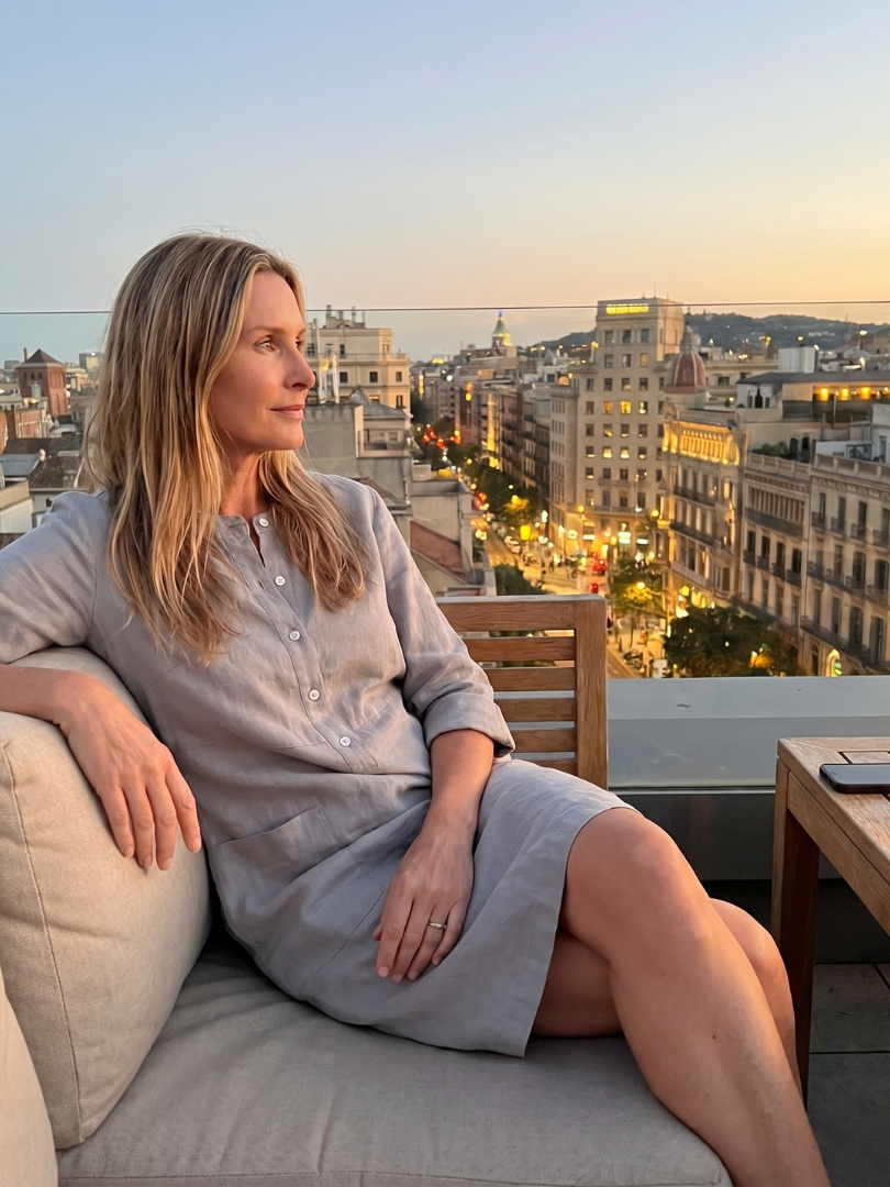 Sanne - Casual Linnen Jurk Dames met Knoopsluiting en Zakken