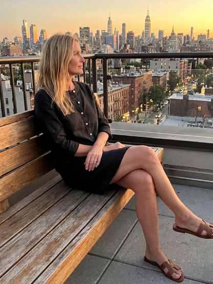 Sanne - Casual Linnen Jurk Dames met Knoopsluiting en Zakken