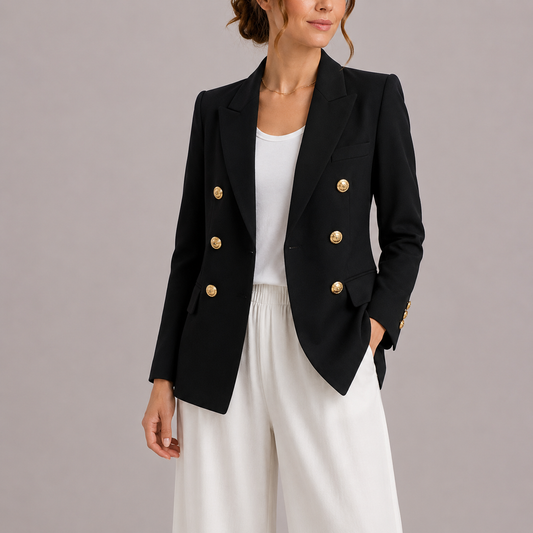 Sanne - Dames Blazer Herfst Zakelijk met Reverskraag en Sierknopen