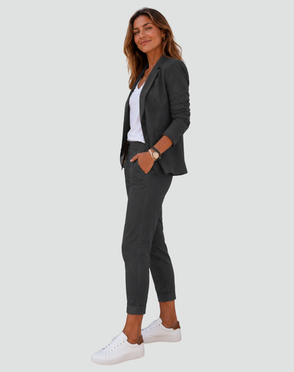 Sanne - Dames Blazer Set Bijpassend met Casual Broek en Trekkoordtaille