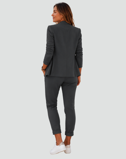 Sanne - Dames Blazer Set Bijpassend met Casual Broek en Trekkoordtaille