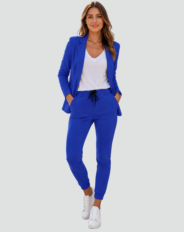 Sanne - Dames Blazer Set Bijpassend met Casual Broek en Trekkoordtaille
