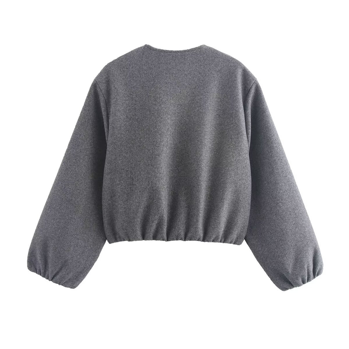 Sanne - Dames Bomberjack Cropped voor de Herfst met Ballonmouwen en Rits
