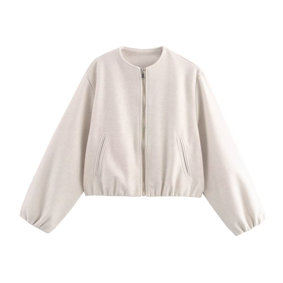 Sanne - Dames Bomberjack Cropped voor de Herfst met Ballonmouwen en Rits
