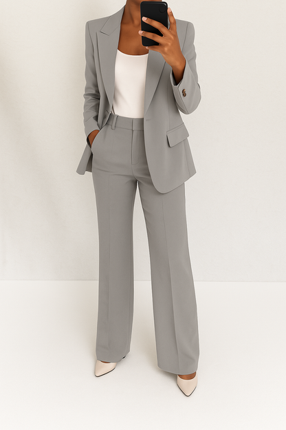 Sanne - Dames Broekpak Smart Casual Set met Blazer en Wijde Pijpen
