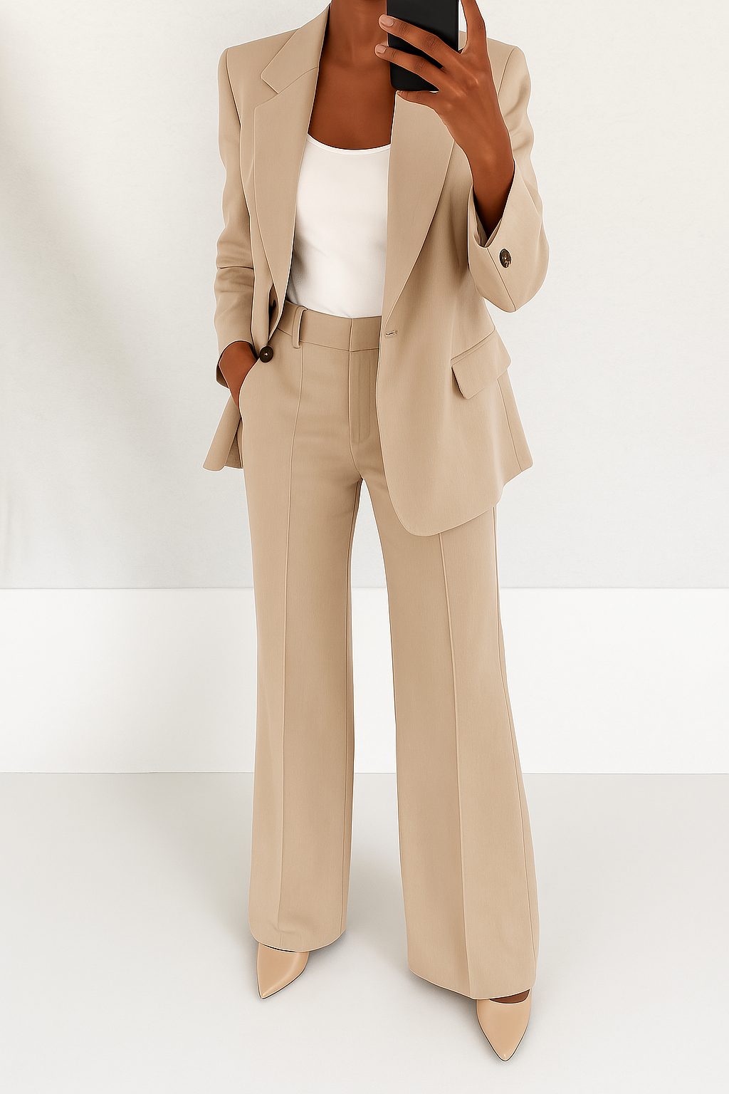 Sanne - Dames Broekpak Smart Casual Set met Blazer en Wijde Pijpen