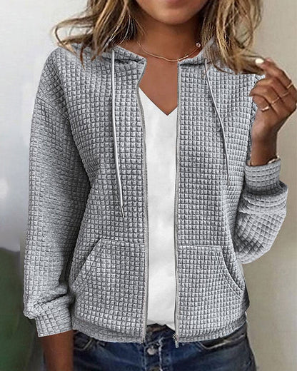 Sanne - Dames Hoodie Gebreide Stijl voor de Herfst met Ritssluiting en Capuchon