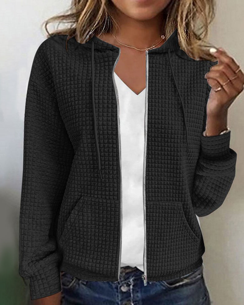 Sanne - Dames Hoodie Gebreide Stijl voor de Herfst met Ritssluiting en Capuchon