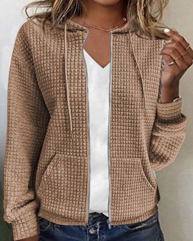 Sanne - Dames Hoodie Gebreide Stijl voor de Herfst met Ritssluiting en Capuchon