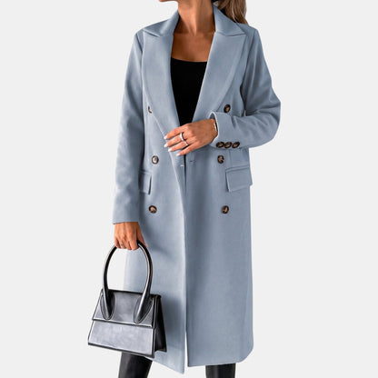 Sanne - Dames Trenchcoat Lang voor de Winter met Reverskraag en Knopen