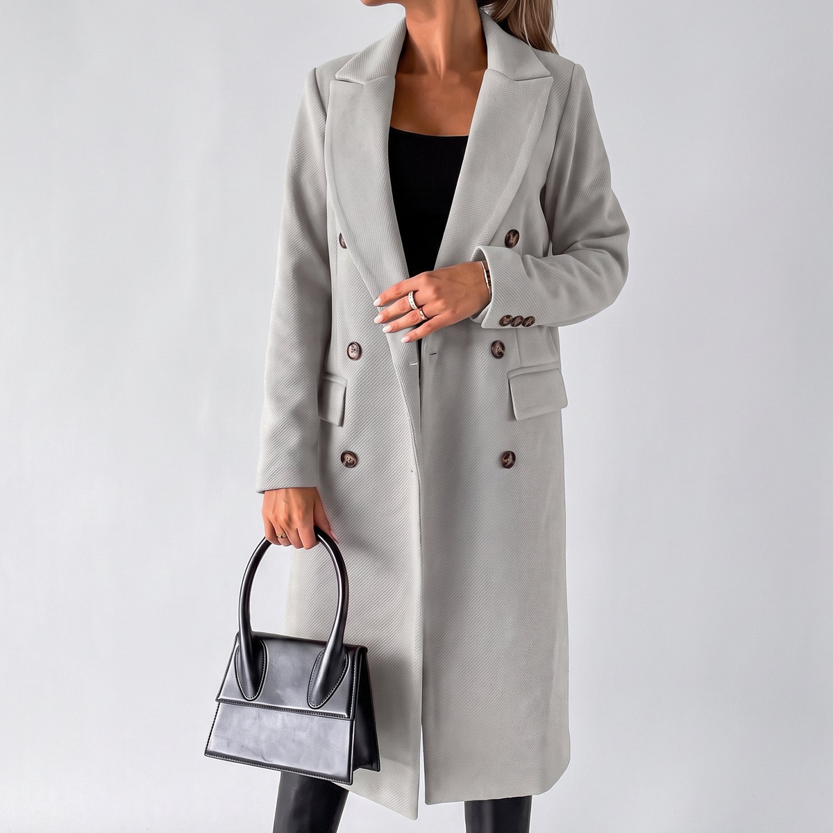 Sanne - Dames Trenchcoat Lang voor de Winter met Reverskraag en Knopen