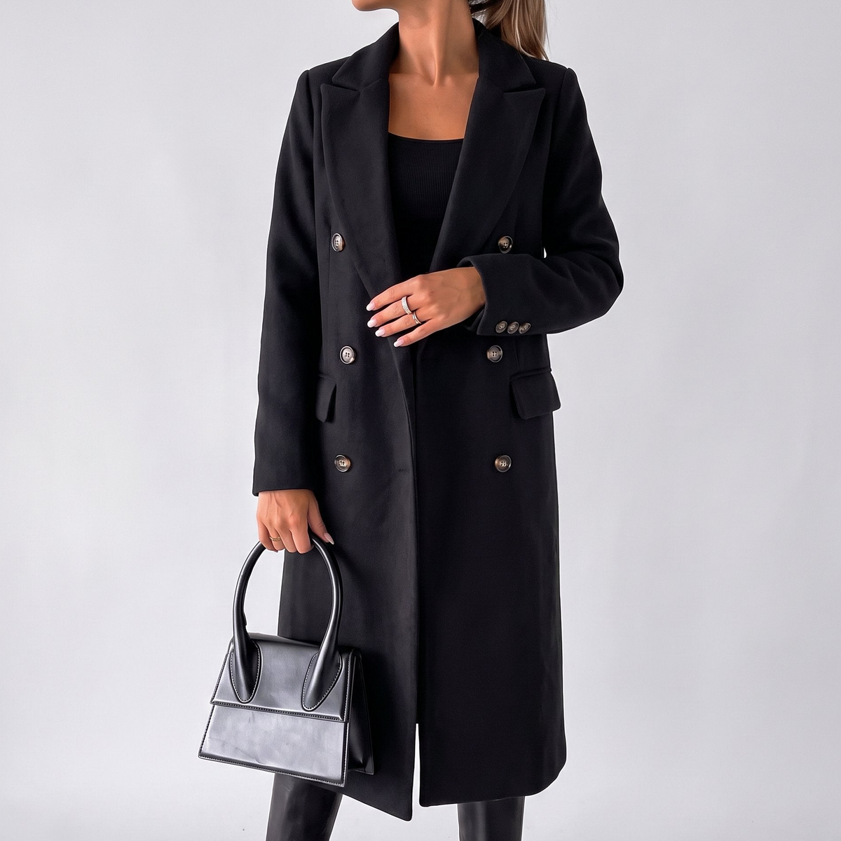 Sanne - Dames Trenchcoat Lang voor de Winter met Reverskraag en Knopen