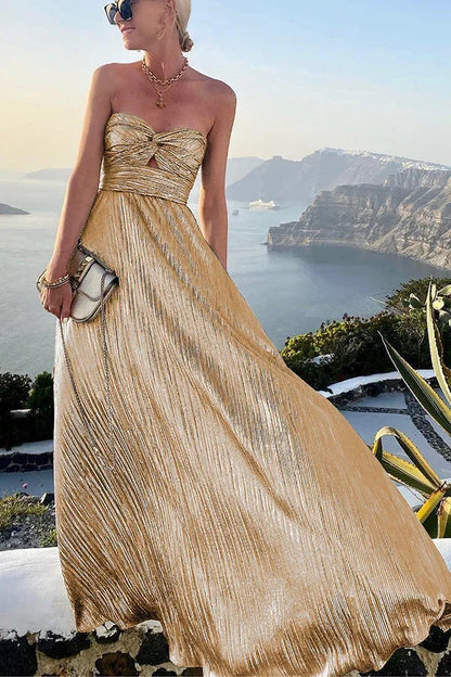 Sanne - Elegante Bruiloft Gastenjurk Dames met Strapless Design en Cut-Out Taille