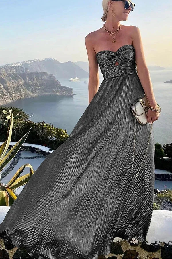 Sanne - Elegante Bruiloft Gastenjurk Dames met Strapless Design en Cut-Out Taille