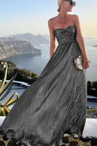 Sanne - Elegante Bruiloft Gastenjurk Dames met Strapless Design en Cut-Out Taille