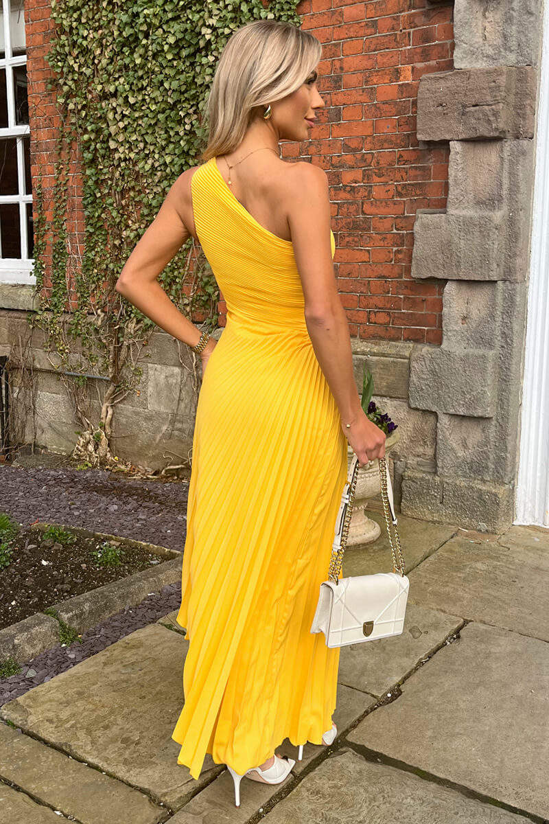 Sanne - Feestelijke Zomerjurk Dames met One-Shoulder en Geplooide Midi Rok