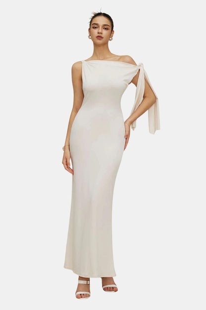 Sanne - Stijlvolle Jurk Bruiloft Gast Dames met One-Shoulder en Fishtail