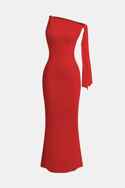Sanne - Stijlvolle Jurk Bruiloft Gast Dames met One-Shoulder en Fishtail