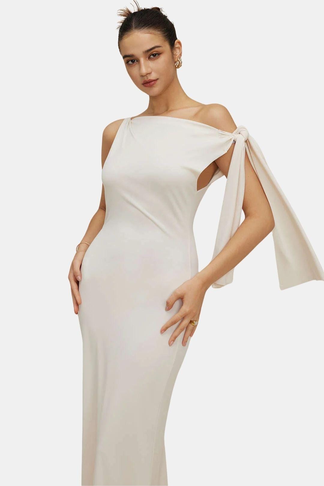 Sanne - Stijlvolle Jurk Bruiloft Gast Dames met One-Shoulder en Fishtail