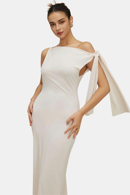 Sanne - Stijlvolle Jurk Bruiloft Gast Dames met One-Shoulder en Fishtail