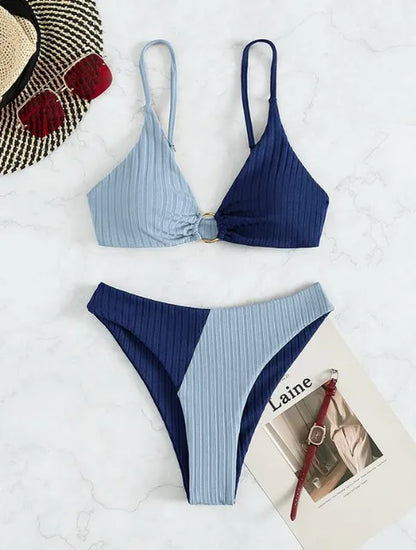 Sanne - Trendy Bikini Set Dames met Colour Block Design en Ring Detail