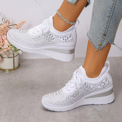 Roos - Dames Sneakers Herfst Orthopedisch met Instapveters en Siersteentjes