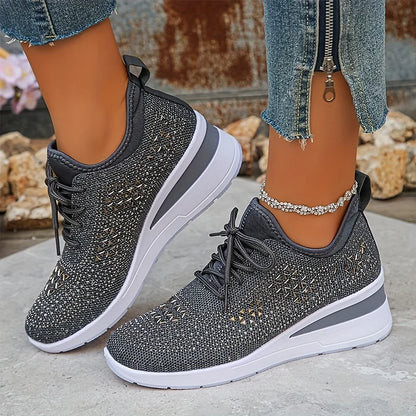 Roos - Dames Sneakers Herfst Orthopedisch met Instapveters en Siersteentjes