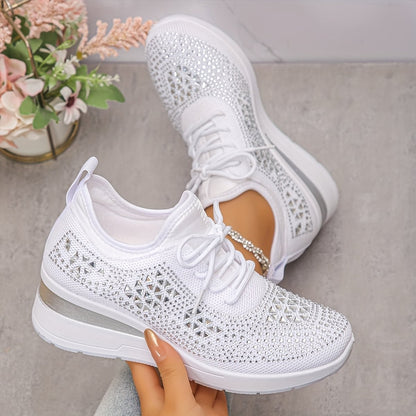 Roos - Dames Sneakers Herfst Orthopedisch met Instapveters en Siersteentjes