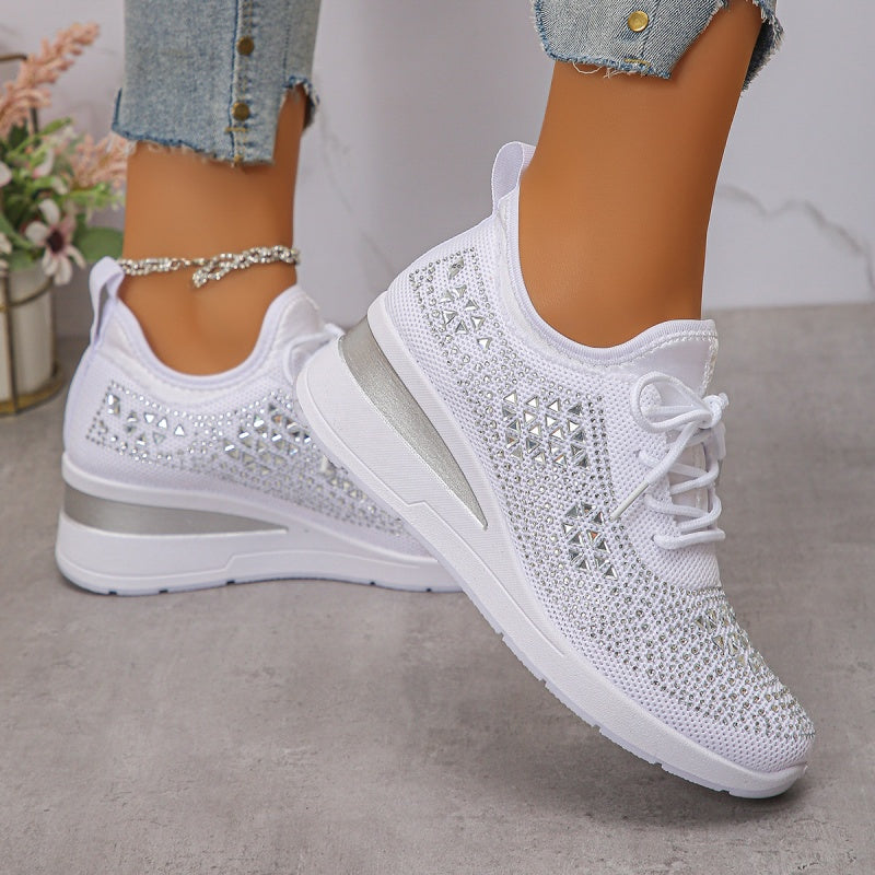 Roos - Dames Sneakers Herfst Orthopedisch met Instapveters en Siersteentjes
