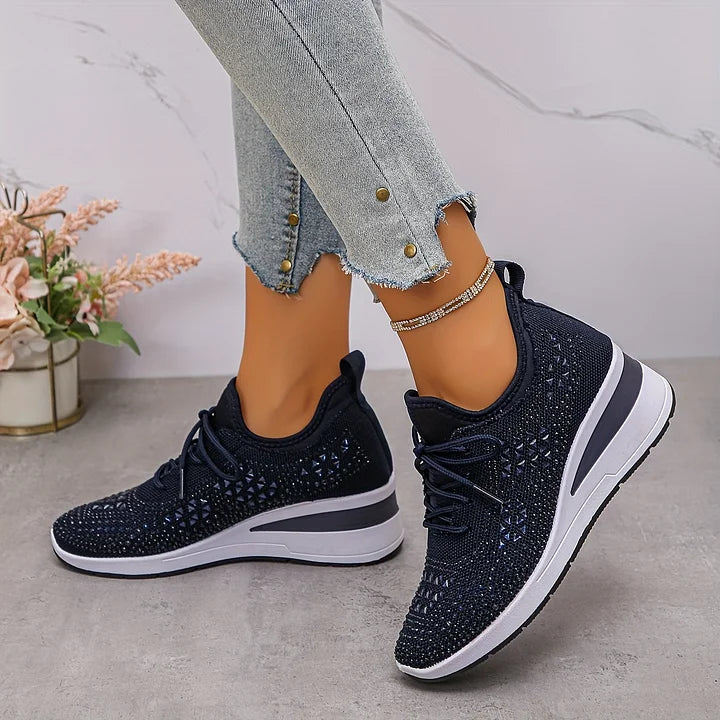 Roos - Dames Sneakers Herfst Orthopedisch met Instapveters en Siersteentjes